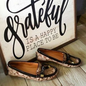 Coach Frida Signature Women's Brown Loafer Flats Bow 8 B